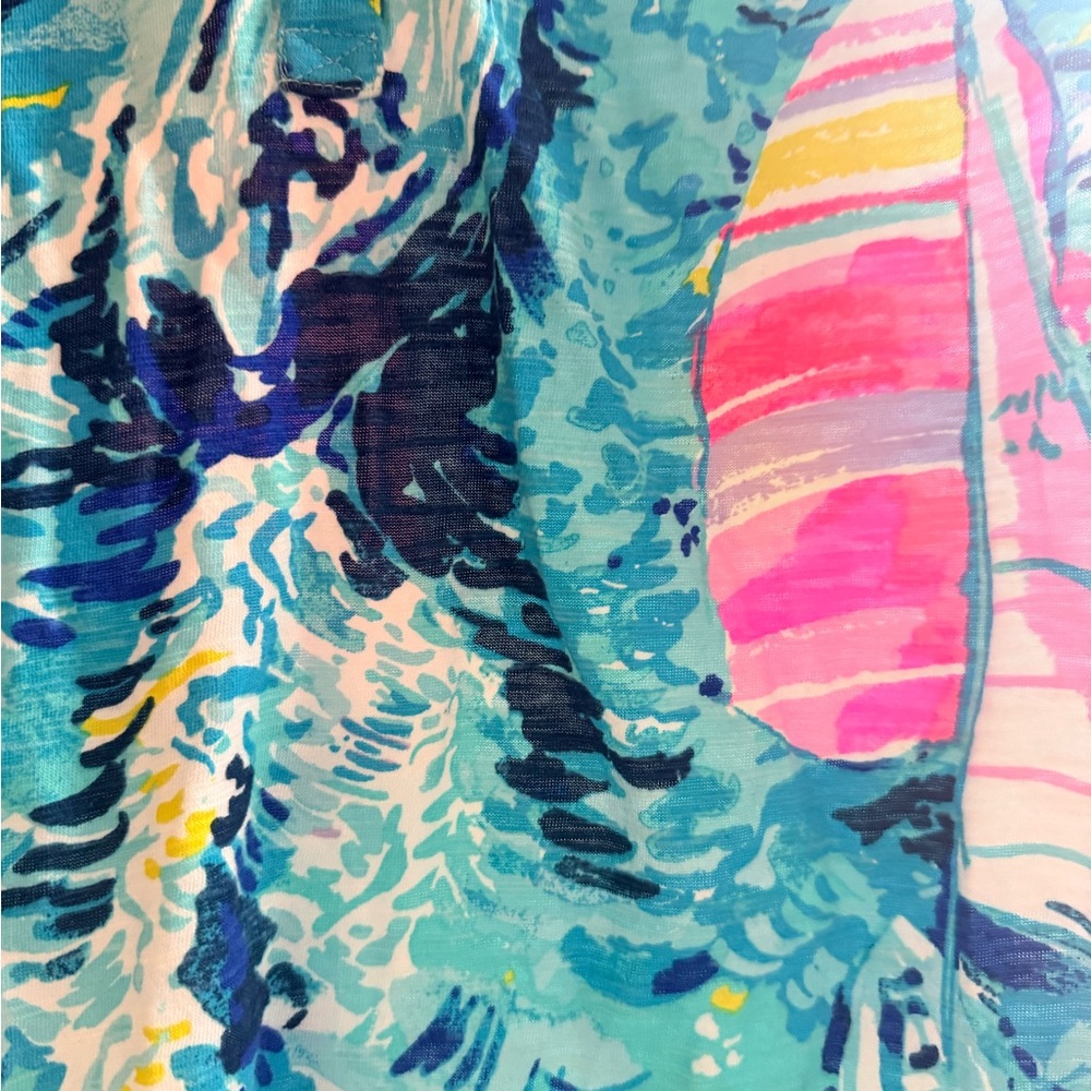 Lilly Pulitzer Aqua Pink Yellow Printed Sundress - Picture 3 of 8